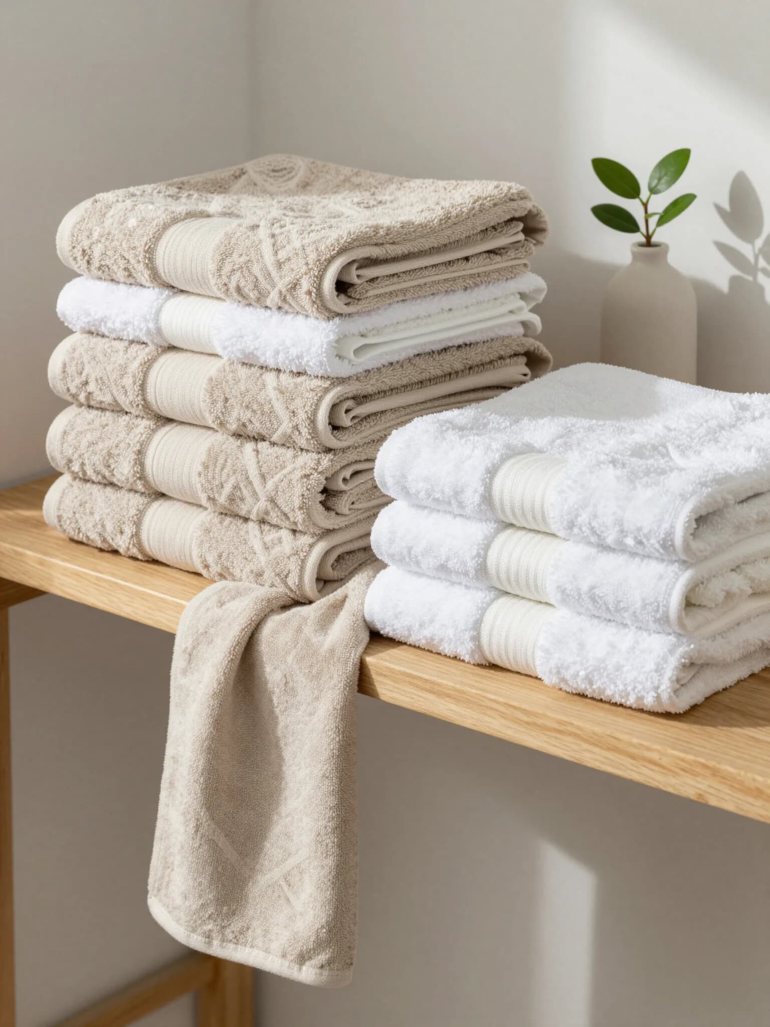 Folded neutral textiles and bedding